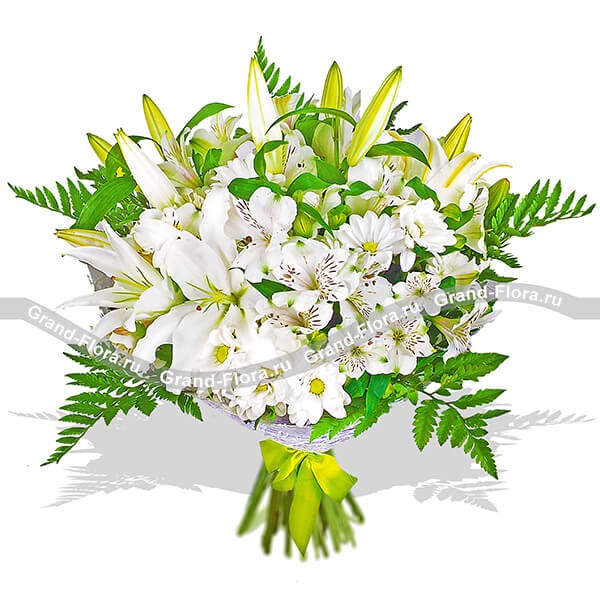 Чистый лист - букет из лилий и хризантемы
